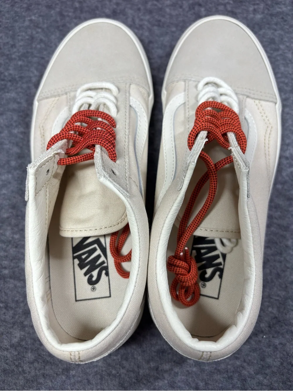 New Vans Old Skool Sneakers in White with Red Laces